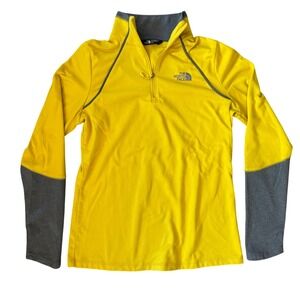 The North Face Bright Hi-Vis Yellow Quarter Zip Running Hiking Pullover Women M